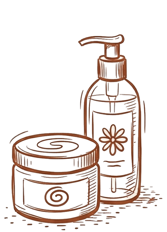 Illustrazione dei cosmetici alle giuggiole dell'Enoteca Il Giuggiolo